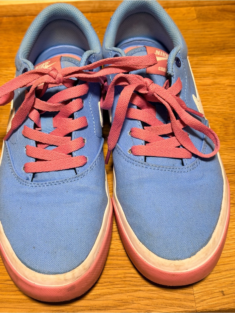 Nike Women's Low-Top Sneakers in Blue with Pink Details